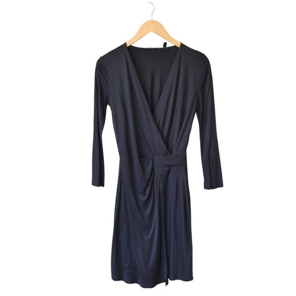 HUGO BOSS Black Jersey Faux Wrap Dress Long Sleeve - Picture 6 of 9